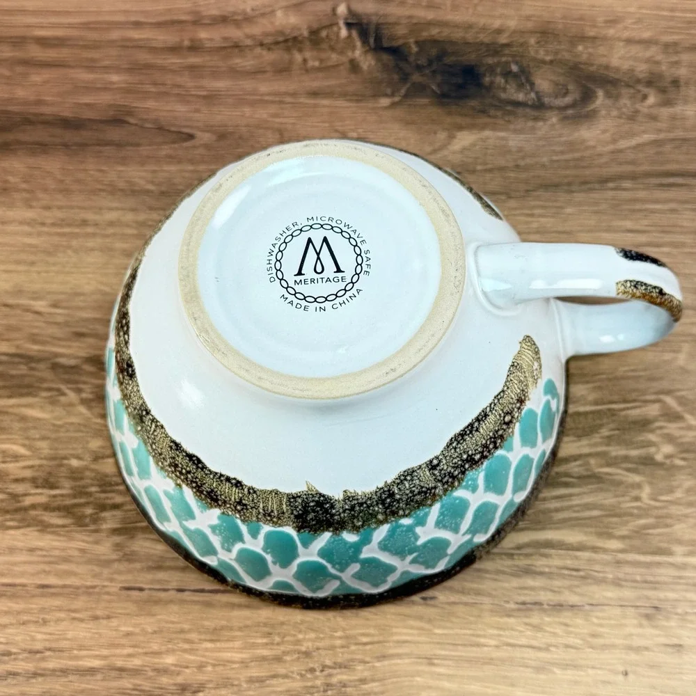 Meritage Otis Teal 27 oz Stoneware Soup Bowl w Handle / 1 Replacement Piece